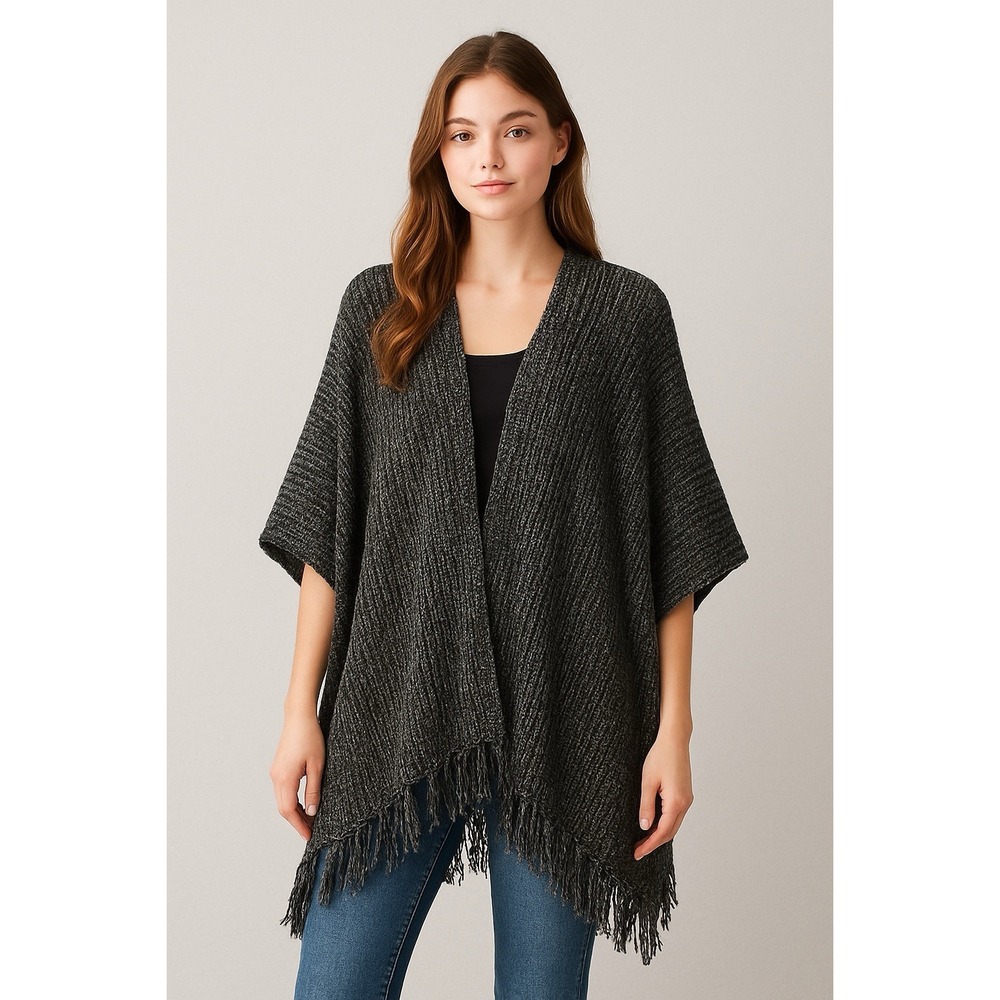 American Eagle Knit Fringe Cardigan Wrap Poncho Sweater – One Size